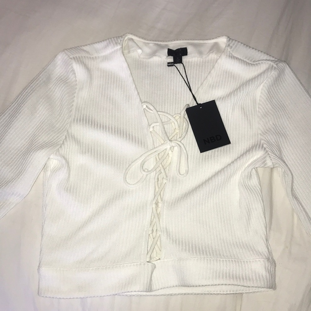 NBD lace up crop top